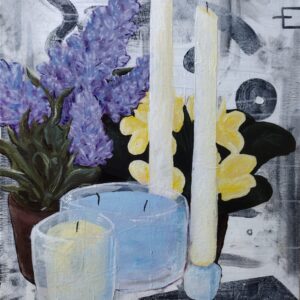 Candles and Flowers Still Life - ORIGINAL WORK